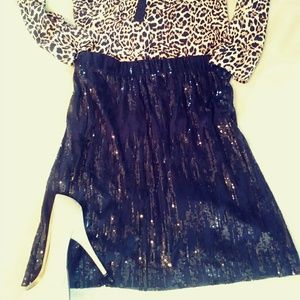 {CALVIN KLEIN} Black Sequin Skirt